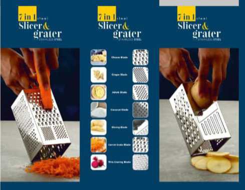 Stainless Steel 7 In 1 Grater And Slicer Box Packing 