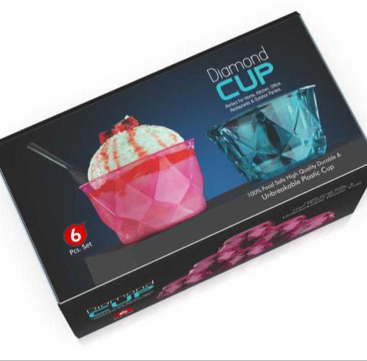 Diamond 6 PC's ice cream cup Set Box Packing 
