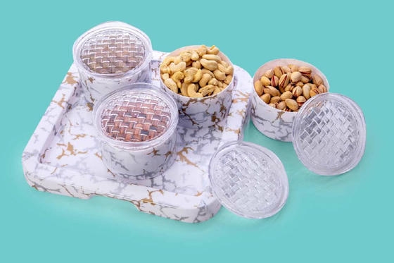 Iconic Round 4 PC's Airtight Dryfruits set Box packing 