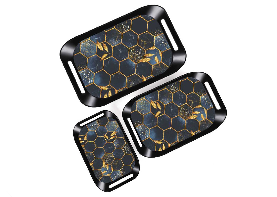 Honey Black 3 PC's tray set loose packing 