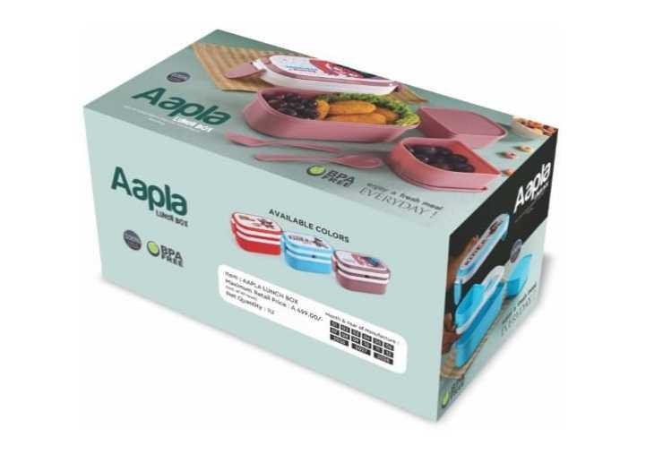Aapla 3 Compartment lunch box with Box pack