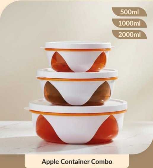 Apple Container 3 PC's (2000 ml,1000 ml,500 ml) set Box packing 