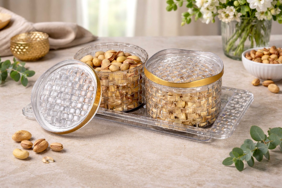 Pearl 2 PC's Dryfruits Set With Tray Loose Packing 