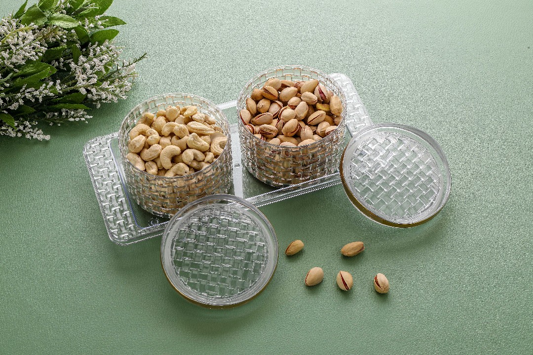 Pearl 2 PC's Dryfruits Set With Tray Loose Packing 