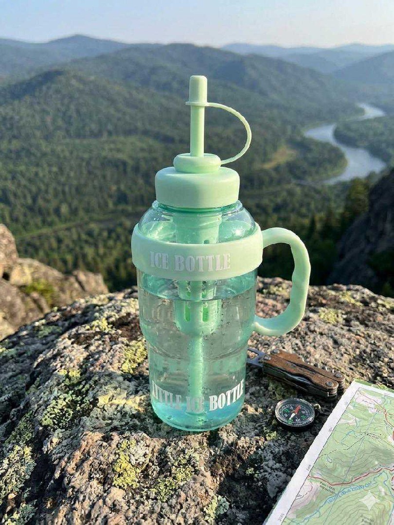 Ice bottle 1000 ml with straw multicolour 