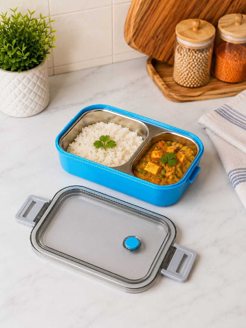 Healthy Bite 2 Compartment Steel Lunch Box Loose Pack