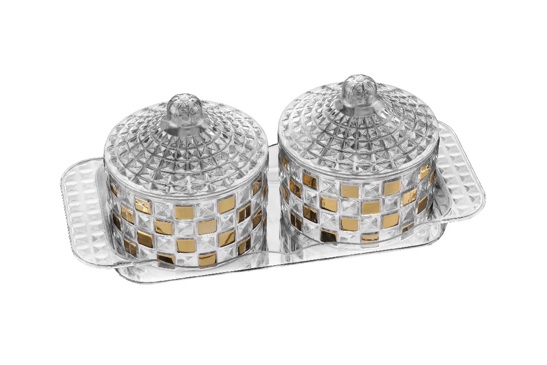 Richi Gold 2 PC's dryfruit set with tray loose pack