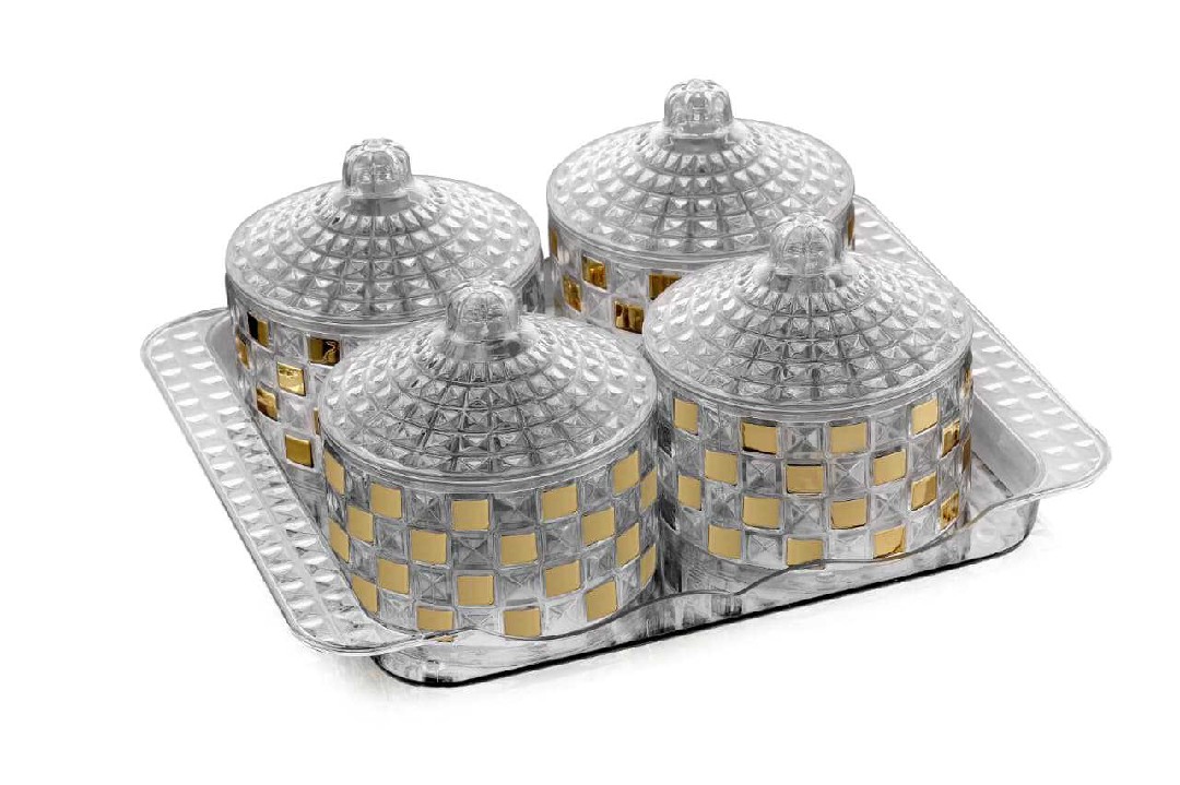 Richi Gold 4 PC's dryfruit set with tray loose pack